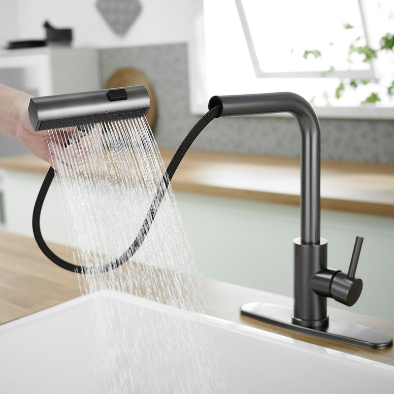 Kitchen Faucets with Pull Down Sprayer,Waterfall Kitchen Sink Faucet,Commercial Utility