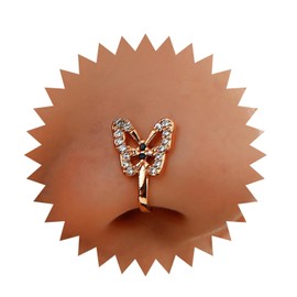 Inilbran Boho Crystal Butterfly Clip On Nose Ring Vintage Butterfly Cuff Hoop Nose Ring Gold Butterfly Faux Clip On Nose Ring Butterfly Non Pierced Nose Ring Jewelry for Women
