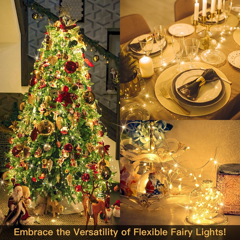 suddus Fairy Lights Battery Operated with Remote, 33ft 100 LED