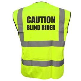 CAUTION BLIND RIDER Hi Viz Vis Vest Cycle Bike Reflective Waistcoat Jacket Safety Road Safety Visibility 4XL