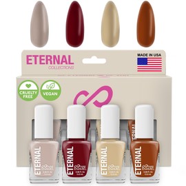Eternal Colección  Juego de 5 piezas Larga duración, secado rápido, esmalte de uñas de brillo espejo  endurecedor, acabado brillante y brillante  0...