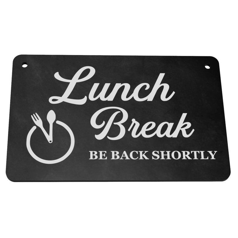 Lunch Break Hanging Sign - Be Back Soon Notice (Blackboard)