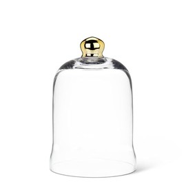 Abbott Collection Small Bell Shaped Cloche with Gold Knob - Glass, Clear/Gold (6" H)