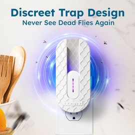 BugMD No Buzz Zone - Flying Insect Trap Catcher Indoor Fly Safer Home Fruit Traps for Gnat Moth Mosquito Bug Light Plug in Killer Refillable Uv Zapper Flea Inside and Indoors 3 Device + 9 Refill
