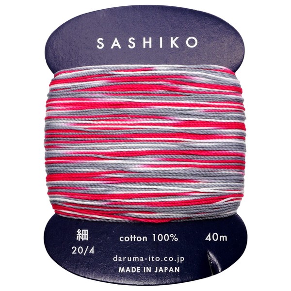DARUMA Sashiko Thread (Thin) 3 Color Clay Card Roll, Approx. 15.6 ft (40 m), COL.403 Morning Glory 01-2400