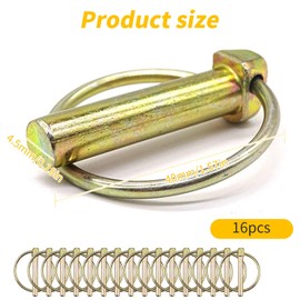 16 Stück Klappsplinte, 4,5mm x 40mm Klappstecker Sortiment Klappsplint Set mit Ring Klappsplinten Splintbolzen Splinte für Anhaenger Traktor Kippern Bauernhof