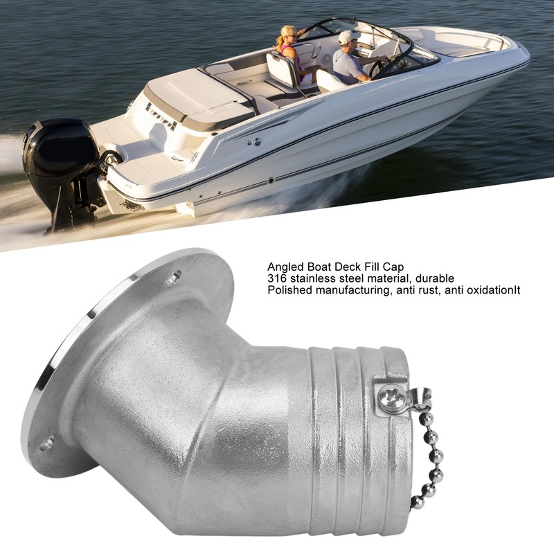 Angled Boat Deck Fill Cap 316 Stainless Steel Marine Deck