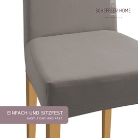 SCHEFFLER-HOME Natalie Chair Covers 2 Pcs, Stretch Chaircover, Elastic Slipcover, Spandex Cover with Elastic Band, universal Fitting, for Dining Room, Restaurant - Taupe