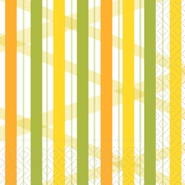 IHR Ideal Home Range Cocktail Napkins Disposable 3-Ply Paper Party Napkin Pack, 5" x 5", Summer Stripes Lemon, 20-Count