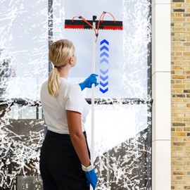 Window Washing Tools Water Fed Pole Brush Kit Cleaning Brush Kit for Solar Panel House Roof Window Car Greenhouse, with 65.6ft Water Pipe and Adjustable Poles (10 Poles+21.65in Brush)