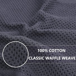 ACEmedia 100% Cotton Waffle Weave Kitchen Dish Cloths, Ultra Soft Absorbent Quick Drying Dish Towels, 12x12 Inches, 6-Pack, Grey