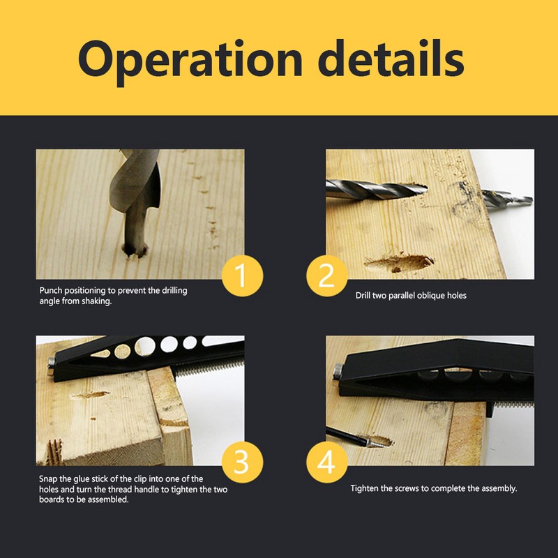 Slant Hole Pull Clip Carpenter Fixed Clamp Hardware Woodworking Accessory