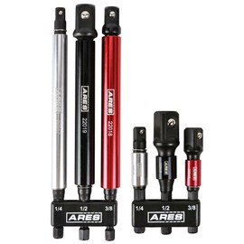 ARES 22013-6-Piece 3-Inch and 6-Inch Impact Grade Socket Adapter Set with Color Sleeve - Turns Impact Drill Drivers into High Speed Socket Drivers - 1/4-Inch, 3/8-Inch, and 1/2-Inch Drive