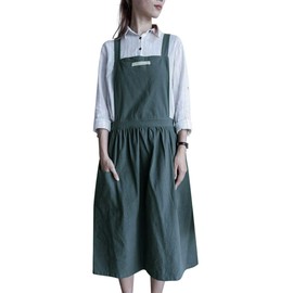 Nanxson Women Cotton Cross Back Work Apron with 2 Pockets Bib for Chef,Baking,Crafting,Flower Arrangement CF3094 (Darkgrey)