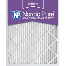 Nordic Pure 16x20x1 (15 1/2 x 19 1/2 x 3/4) Pleated MERV 8 Air Filters 12 Pack