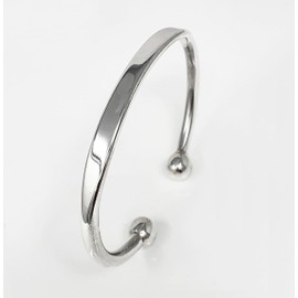 TreasureBay Men's Solid 925 Sterling Silver Torque Bangle Bracelet - Plain silver Bracelet for Men