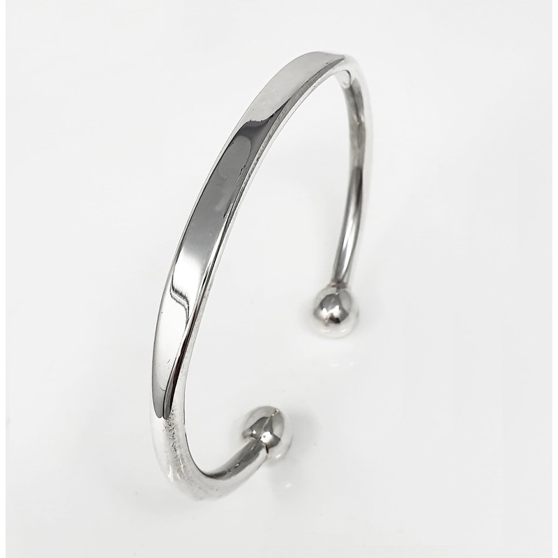 TreasureBay Men's Solid 925 Sterling Silver Torque Bangle Bracelet -