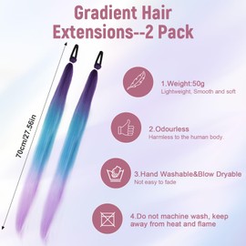 Pack of 2 Synthetic Hair for Braiding 75 cm, Hair Strands for Braiding Hair, Braids Extensions with Scrunchie, Braided Braid Hairpiece, Colourful Hair Strands for Children Party, Holiday, Carnival