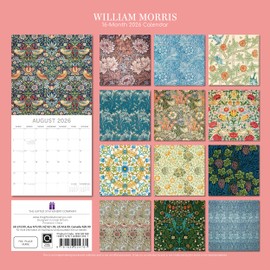 2026 Square Wall Calendar - William Morris 12 x 12 Inch Monthly View, 16-Month, Art Theme, Includes 180 Reminder Stickers