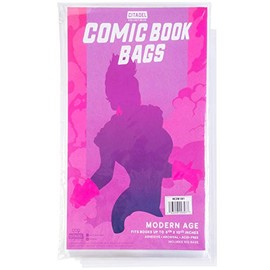Comic Book Cover Sleeves 100 Protective Bags - Fits Books Up to 6 7/8" x 10 1/2" - Archiving, Storage, Catalog, Cataloguing, and More - Acid-Free and Weathering Resistant - Resealable Adhesive Strip