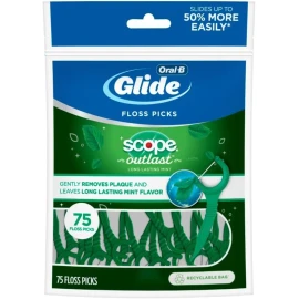 Oral-B Glide Complete Floss Picks, Dental Floss Picks, Scope Outlast, 75-ct