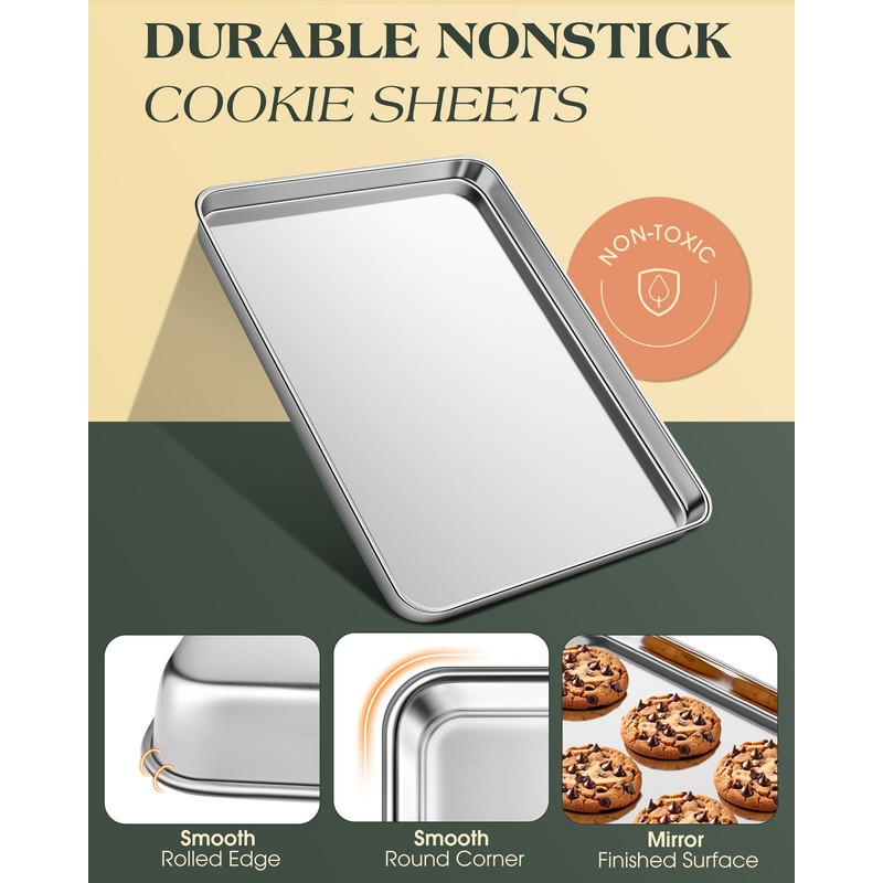 Baking Sheet Set of 2, Commercial Grade Stainless Steel Cookie