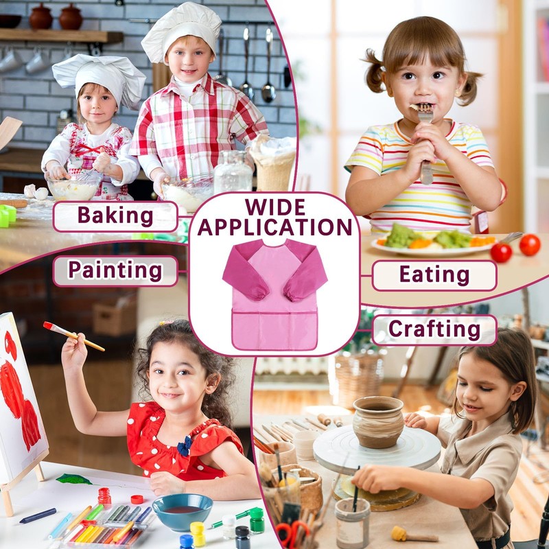 SOCOLER 2 Pack Kids Painting Apron, Toddler Art Smock Waterproof,Children