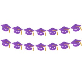 2025 Graduation Decorations Class of 2025 Grad Banner Pre-Strung Glitter Graduation Garland with Tassel Grad Cap Banner for Grad Party Supplies (Purple)