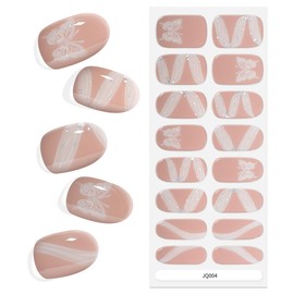 Semi Cured Gel Nail Strips, Gel Nail Polish Stickers Works with Any Nail Lamps Salon-Quality Long Lasting UV Gel Wraps for Women (Rebecca Q04)
