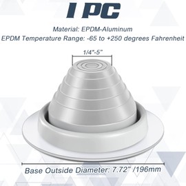 Yaocom 1 Pcs #3 Pipe Flashing Boot roof Jack for Pipe OD 1/4" to 5" EPDM Metal roof Vent Boot Flexible Silicone Pipe Boot,7-3/4 Inch in Base Diameter (Grey)