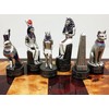 Egyptian Anubis Gold & Silver Chess Men Set W/ Colour
