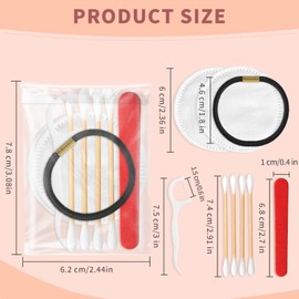 Bulk Hotel Vanity Kit Individually Wrapped Vanity Kit Travel,Hotel Hospitality Supplies,Hygiene Products Include Disposable Cotton Pads,Cotton Swabs,Hair Tie,Nail File,Dental Floss（50）