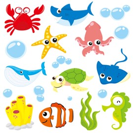 Ocean Fish Animal Sea Life Mermaid Cutouts 54 Pack Large Under The Sea with Glue Points for Bulletin Board School Classroom Fishing Party Decoration…