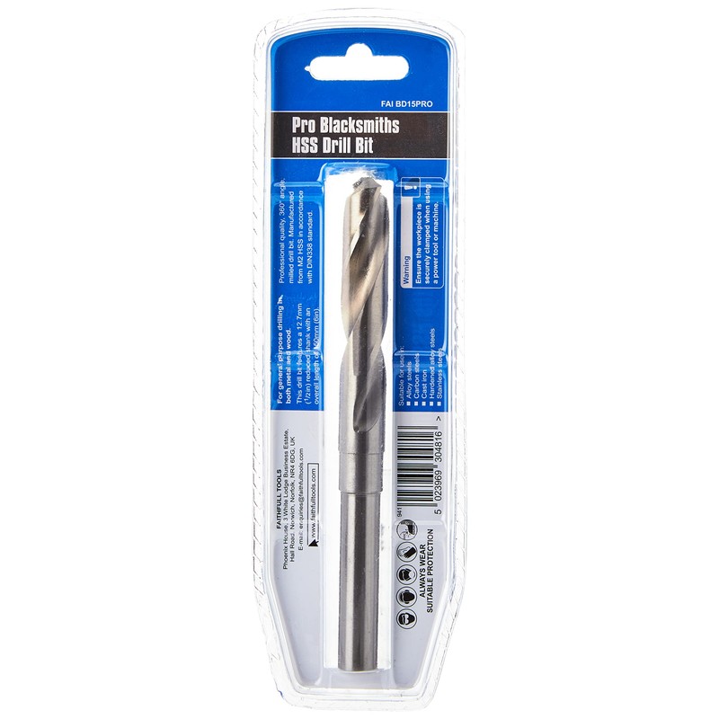 Faithfull FAIBD15PRO Blacksmiths Professional Reduced Shank HSS Drill Bit 15mm