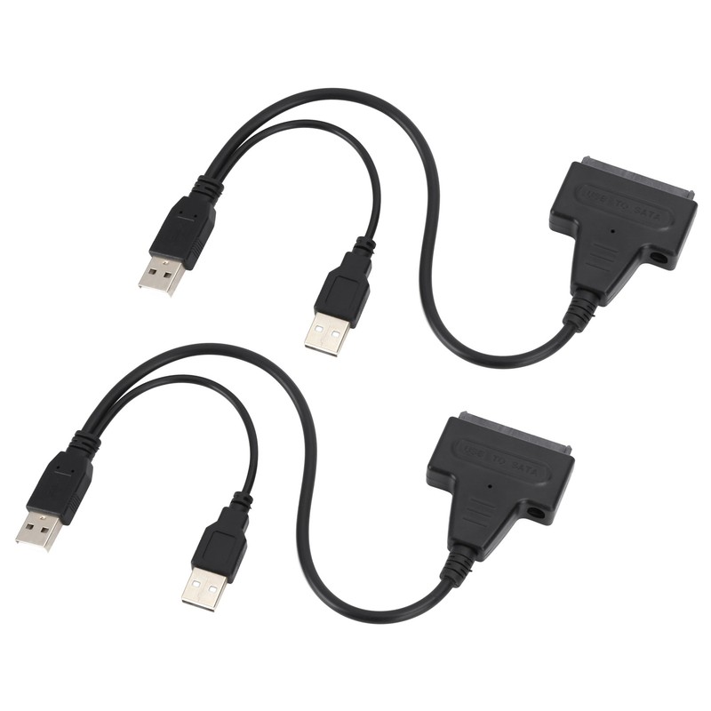 2Pcs Convert Cable USB 2.0 SATA 7 15Pin Adapter for