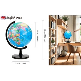 EXERZ 25cm World Globe Political Map - 25cm /10" Diameter - English Map
