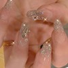 24 Pcs Long Ballerina French False Claw Glitter Rhinestone Ice