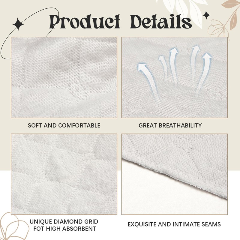 SATINIOR 10 Pcs Cotton Bra Liners Rectangle Under Bra Pads