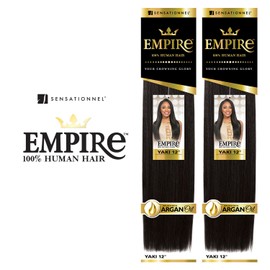 2-Pack Deal ! Sensationnel Human Hair Weave Empire Yaki Weaving (16", 1B)