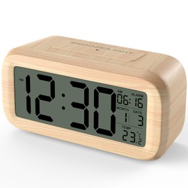 GUUMUXIN Digital Alarm Clock with Temperature Display and Brightness Sensor. Light Alarm Clock with Large, Easy-to-Read Numbers and Date Display, Easy to Use Snooze Table Clock
