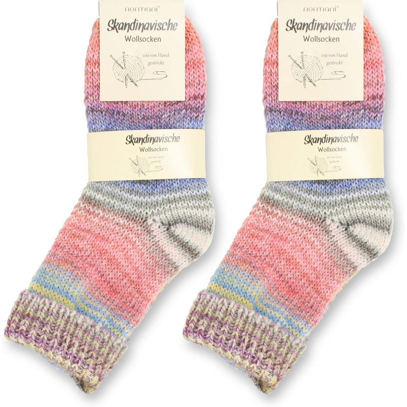 normani Scandinavian Style Wool Socks Hand-Knitted Look, With Cuff For