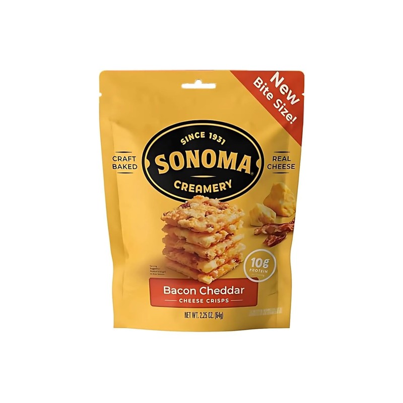 Sonoma Creamery Cheese Crisps, Bacon Cheddar, Savory Snack Cracker, High