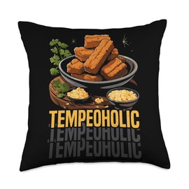 Tempeh Vegan Food Lover Indonesia Tofu Foodie Throw Pillow