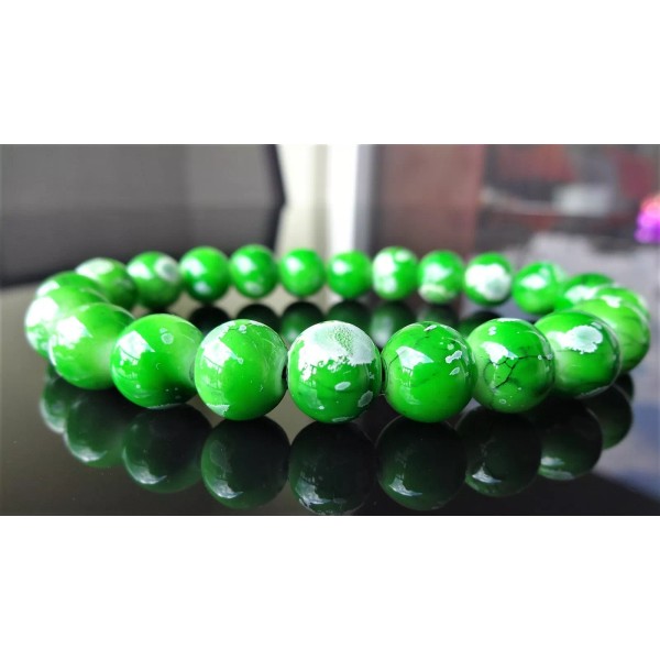 RAYON Avocado Green Gemstone bead bracelet for Men Stretch 10mm