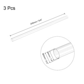 sourcing map Plastic Pipe Rigid Polycarbonate Round Tube Clear 0.16"(4mm) ID 0.2"(5mm) OD 9.6" (245mm) High Impact for Lighting, Models, Water Plumbing, Pack of 3