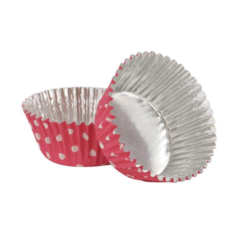 PME Pink Polka Dot Cupcake Cases, Foil Lined, Pk/30, Paper