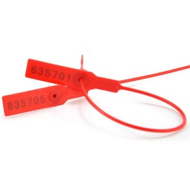 11 inches Security Tags Numbered Plastic Seals for Truck, 100pcs Red Security Seal Tamper Proof Plastic Tags Zip Ties for Fire Extinguishers, Trailer, Container Shipping
