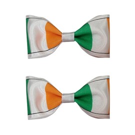 Pack Of 2 Hand-Made Small Ireland Irish National Flag Inspired Hair Clip Bow