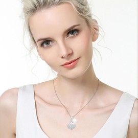 Solighter Vintage Rhinestone Shell Stud Earrings Retro Shell Pearl Pendant Necklace for Women Party Jewelry (Silver Necklaces)