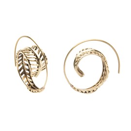 81stgeneration Women's Brass Gold Tone Spiral Fern Leaf Ethnic Tribal Earrings
